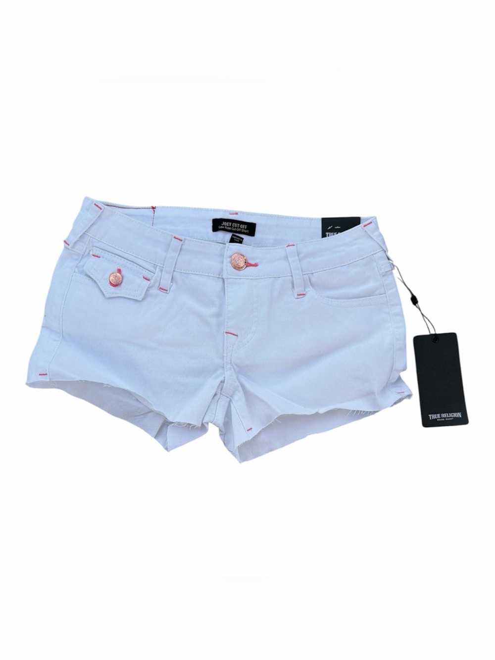 NWT True Religion White Denim Shorts - Joey Cut-Off Low Rise Cut Off Short